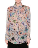 Floral Button-Front Blouse, Fantasia/Multi