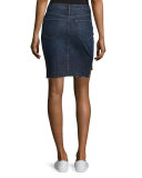 Le Staggered Denim Mini Skirt, Catamaran