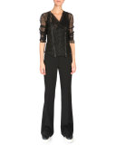 Flare-Leg Mid-Rise Pants, Black
