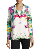 Flower-Print Pop Jacket 