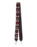 Metallic Floral-Embroidered Guitar Strap for Handbag, Port/Multi