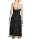 Sleeveless Combo Midi Dress, Black