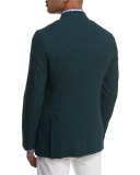 Seersucker Two-Button Sport Coat, Forest Green
