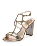 Crystal Caged 90mm Sandal, Green
