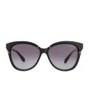 Ines Frame-Wrapped Sunglasses, Black