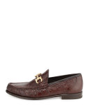 Mason 2 Crocodile Gancini Loafer, Almond