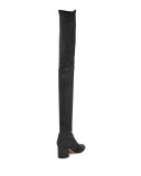Stretch Suede Over-The-Knee Boot, Nero