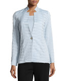 Sliced One-Button Jacket, Light Blue