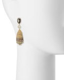Fossilized Sequoia & Diamond Earrings