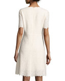 Ophelia Half-Sleeve Lace Dress, Off White/Cream