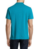 Short-Sleeve Pique Polo Shirt, Turquoise
