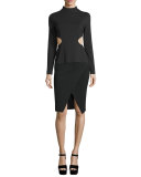 Compact Knit Overlap Pencil Skirt