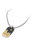 18k Gold Waves & Pave Tag Necklace, Black