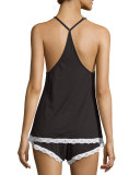 Majestic Lace-Trim Camisole, Black/White