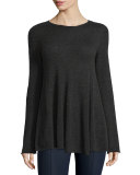 Ebelda Long-Sleeve Trapeze Sweater, Charcoal Melange