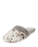 Faux-Shearling Slide Slipper, Snow Leopard