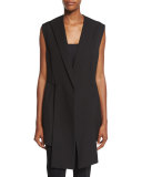 Front-Panel Long Vest, Black