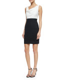 Sleeveless Colorblock Sheath Dress, Black/White