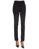 Flat Front Fitted Pants, Black