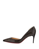 Galupump Laser-Cut Red Sole Pump, Black/Nude