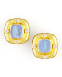 Putto Intaglio Clip/Post Earrings, Cerulean