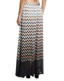 Zigzag Ombre Beach Maxi Skirt, Black