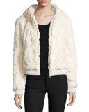 Faux-Fur Hooded Bomber Jacket