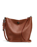 Duffle Leather Bucket Bag, Brown