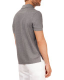 Polo with Leather Detail, Gray