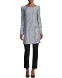Long-Sleeve Printed Knit Tunic, Multi