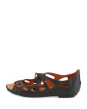 Brynn Snake-Embossed Lace-Up Sandal