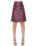 The Oval High-Waist A-Line Skirt, Navy/Rust