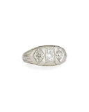 Estate Art Deco Lozenge & Emerald-Cut Diamond Gents Ring, Size 10