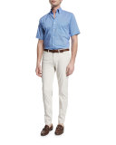 Five-Pocket Stretch-Cotton Pants, Ivory