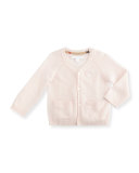 Ellon Button-Front Cashmere Cardigan, Powder Pink, Size 3-24 Months