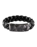 Men's Classic Chain Station Bracelet with Leather Strap