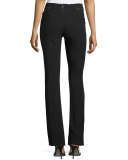Studded Lace-Up Boot-Cut Pants, Black