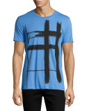 Lanesbury Brushstroke Check Short-Sleeve T-Shirt, Blue