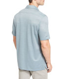 Cotton-Silk Short-Sleeve Polo Shirt, Green