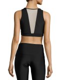 Briana Mesh-Insert Sports Bra, Black/Nude