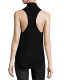 Logan Sleeveless Racerback Cashmere Top, Black