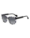 Slicky Square Streaked Sunglasses, Purple