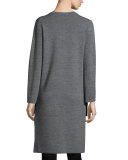 Demi Long Open Sweater w/ Fox Fur Pockets, Gray