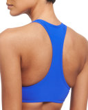 Chunky Zippers II Cropped Swim Top, Lapis