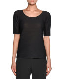 Scoop-Neck Ottoman Knit Tee, Dark Gray