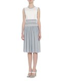 Sleeveless Striped Knit Dress, Blue/White