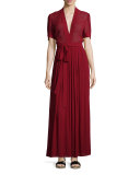 Kamil Short-Sleeve Maxi Dress, Rust