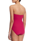 Waterfall Bandeau One-Piece Swimsuit, Cranberry