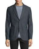 Two-Button Cotton Blazer, Indigo