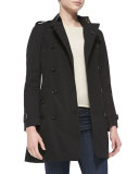 Double-Breasted Trench Coat, Jet Black